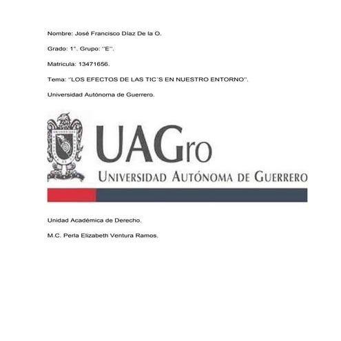 Efectos de las tic´s en nuestro entorno.