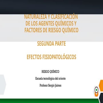 EFECTOS FISIOPATOLÓGICOS DE SUSTANCIAS QUIMICAS