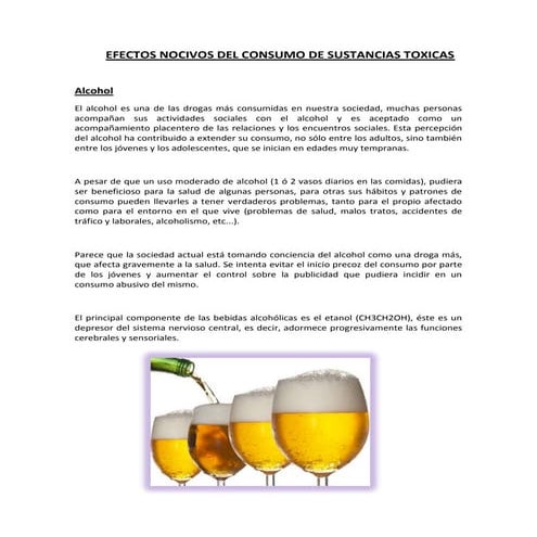 Efectos nocivos del consumo de sustancias toxicas