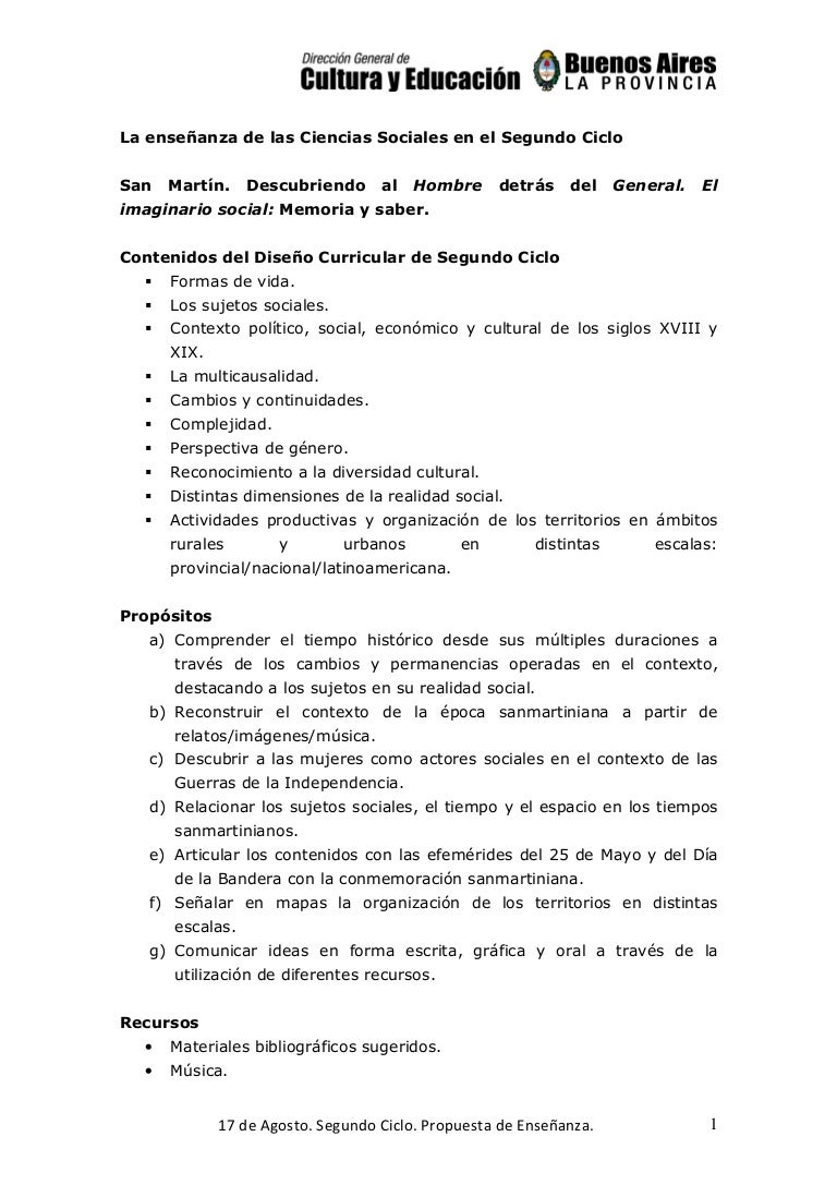 Propuestas para trabajar el 17 de agosto - Segundo Ciclo