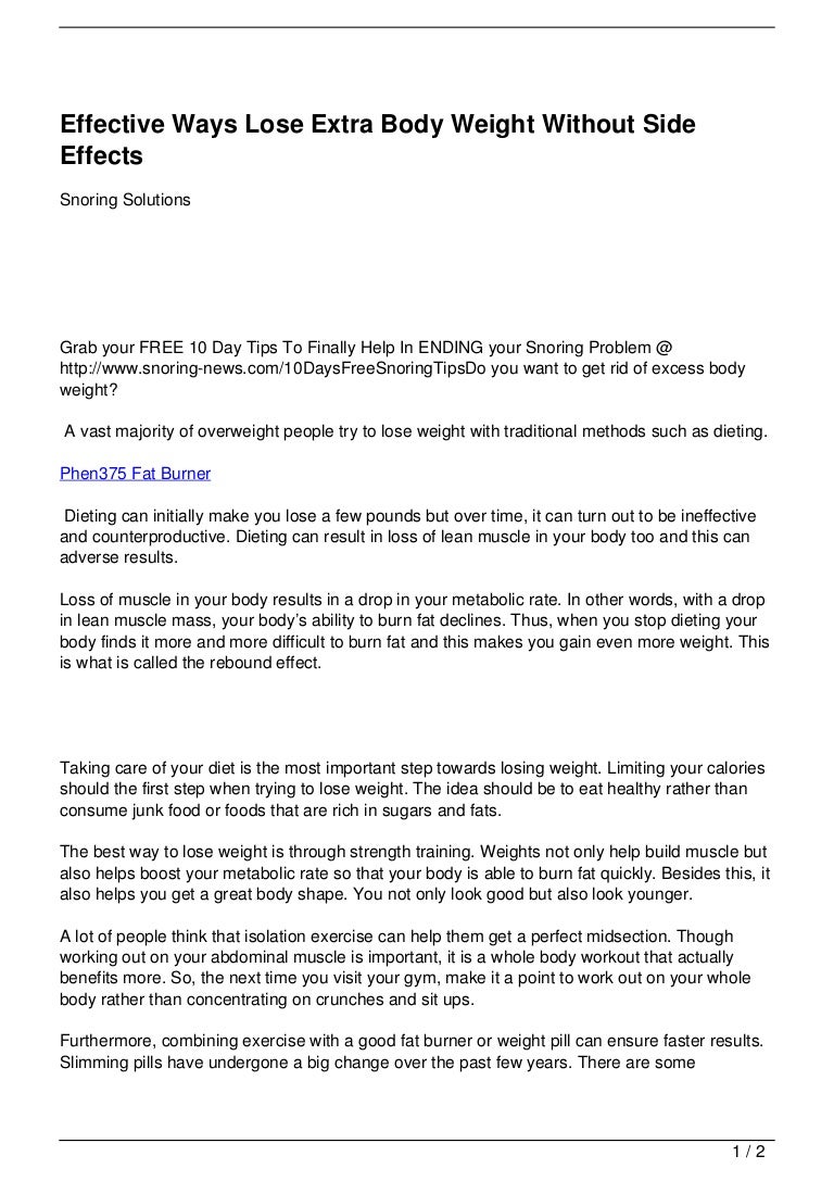 how to lose weight fast without exercise side effects