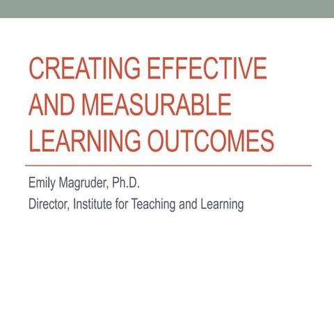 Effective and measurable learning outcomes