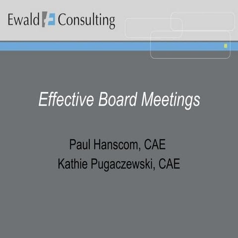 Effective Board Meetings