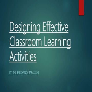 Effective classroom learning activities