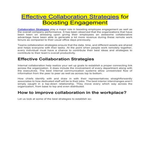 Effective collaboration strategies