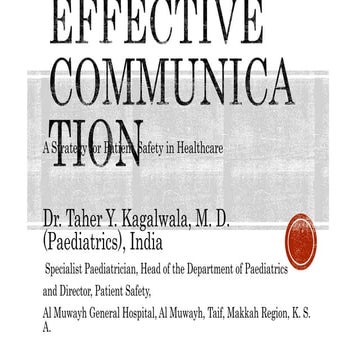 Effective communication in patient safety and healthcare
