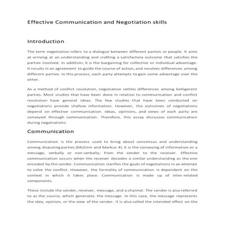 Effective communication and negotiation skills | DOCX