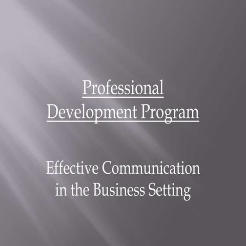 Professional Development Series: Effective Communication in the Business Setting