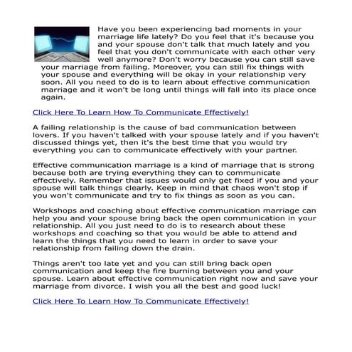 Effective Communication Marriage - Relationship Communication | PDF
