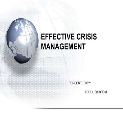Effective crisis management