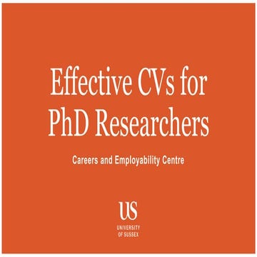 Effective CVs for PhD Researchers