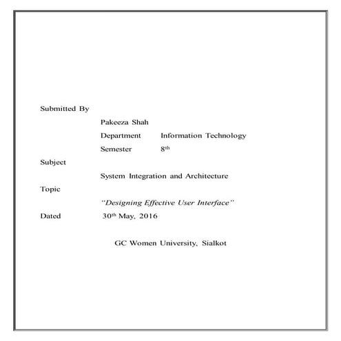 Effective User interface