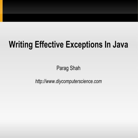 Effective Java Exceptions