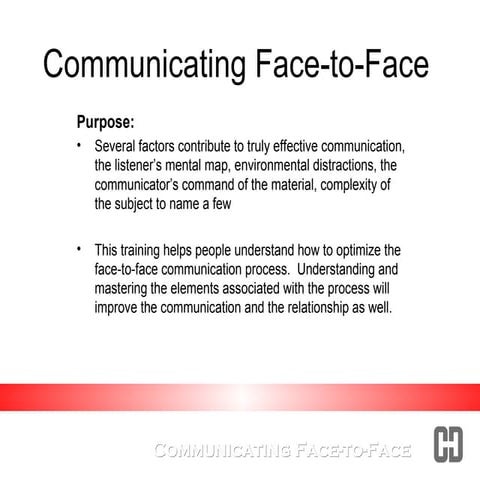Effective Face To Face Communication