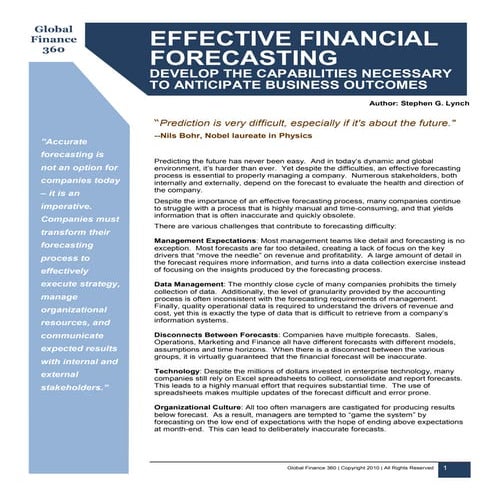 Effective Financial Forecasting - Develop the Capabilities Necessary to Antic...
