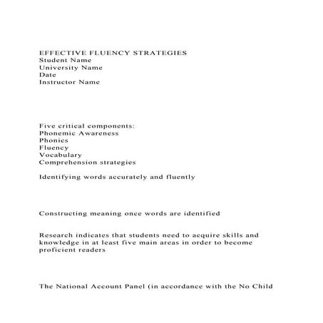 EFFECTIVE FLUENCY STRATEGIESStudent NameUniversity NameDat.docx