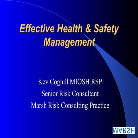 Effective health & safety management 2004