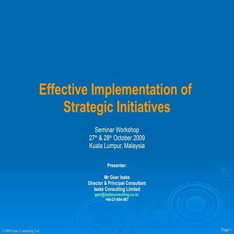 Effective Implementation Of Strategic Initiatives Nov 2009