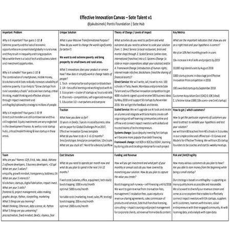 Effective Innovation Canvas  - Sote Talent v1