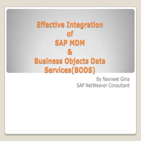Effective Integration of SAP MDM & BODS