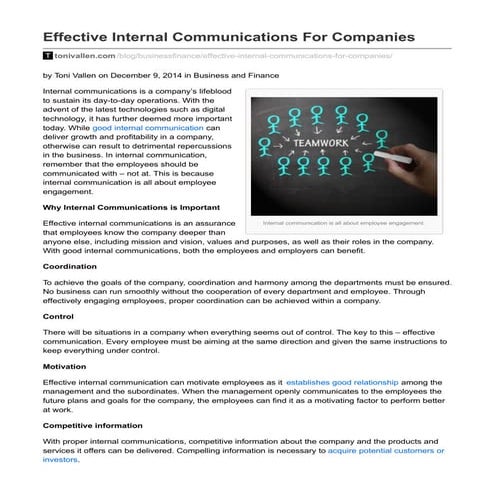 Effective internal communications for companies