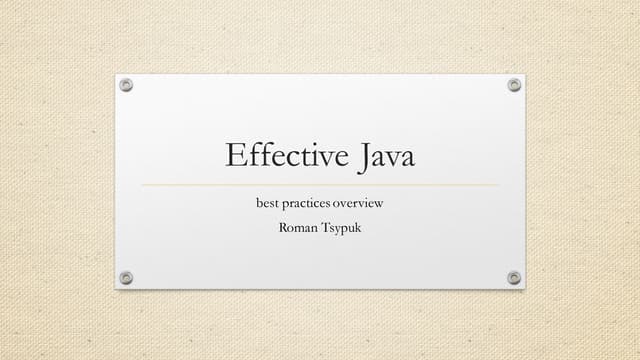 Effective Java. By materials of Josch Bloch's book