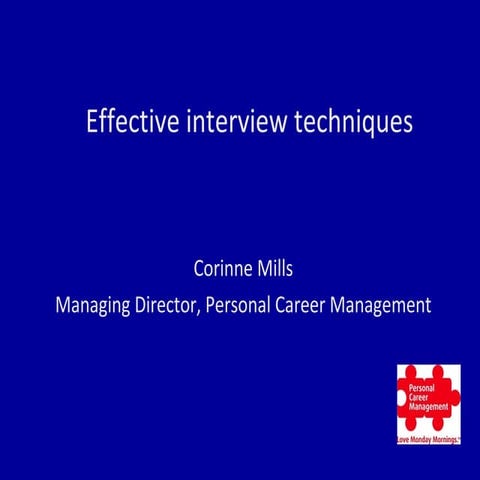 Effective Job Interview Techniques   Ifs Presentation Slides