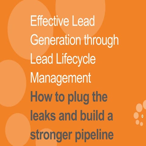 Effective lead generation through lead lifecycle management