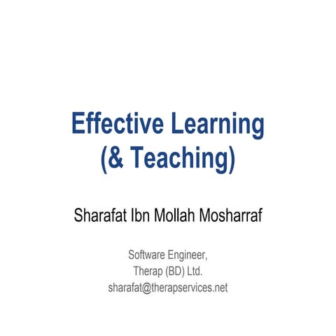 Effective Learning (& Teaching)