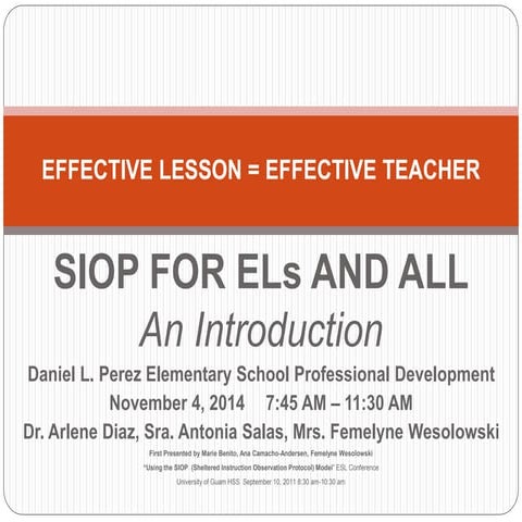 Effective lesson=effective teacher november 4, 2014 teachers