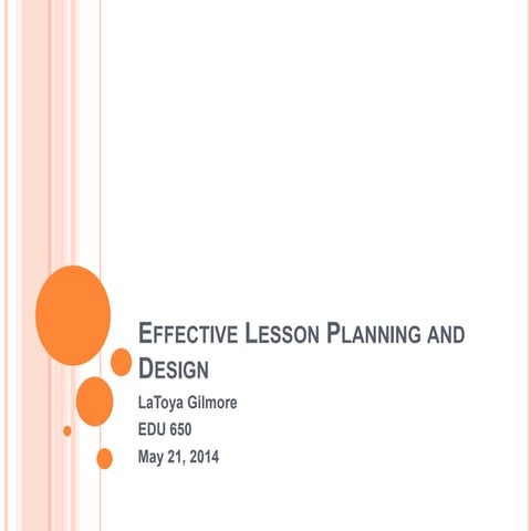 Effective lesson planning and design