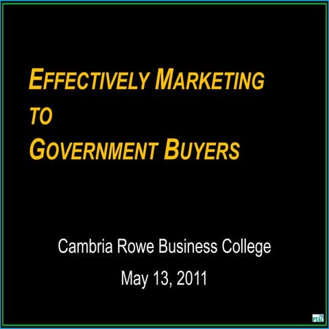 Effectively Marketing To Government Buyers