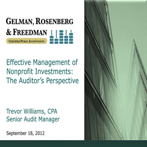 Effective management of nonprofit investments
