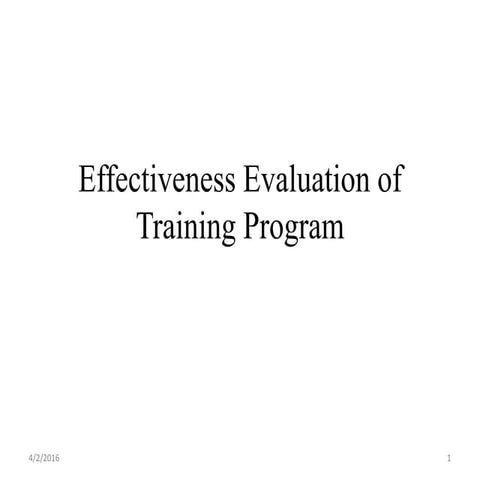 Effectiveness evaluation of training program