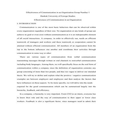 Effectiveness of communication in an organization 