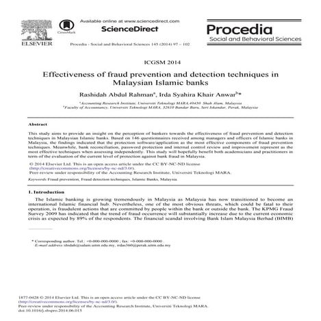 Effectiveness of fraud prevention and detection techniques in malaysian islam...