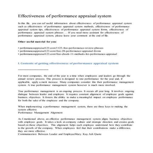 Effectiveness of performance appraisal system | DOCX