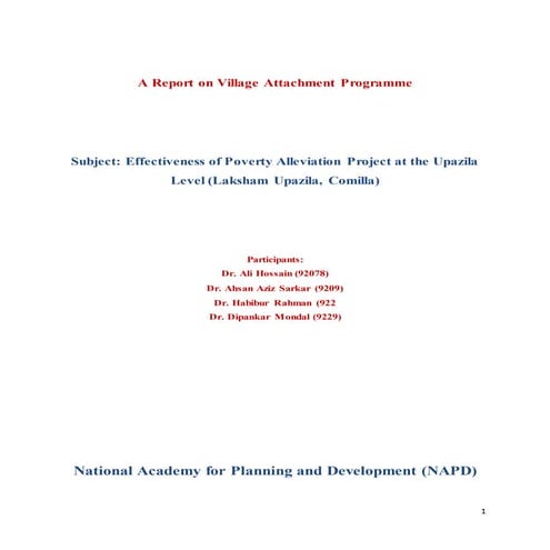 Effectiveness of poverty alleviation projects at the upazila level in bangladesh