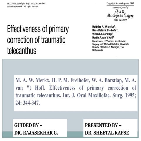 Effectiveness of primary correction of traumatic telecanthus