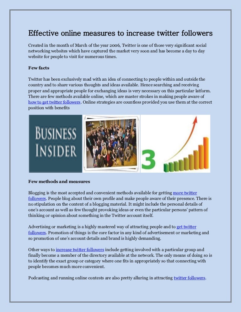 Effective Online Measures To Increase Twitter Followers