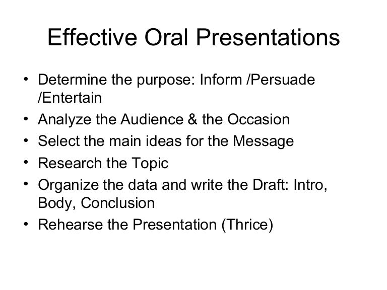 Effective oral presentations