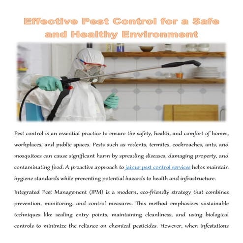 Effective Pest Control for a Safe and Healthy Environment | PDF