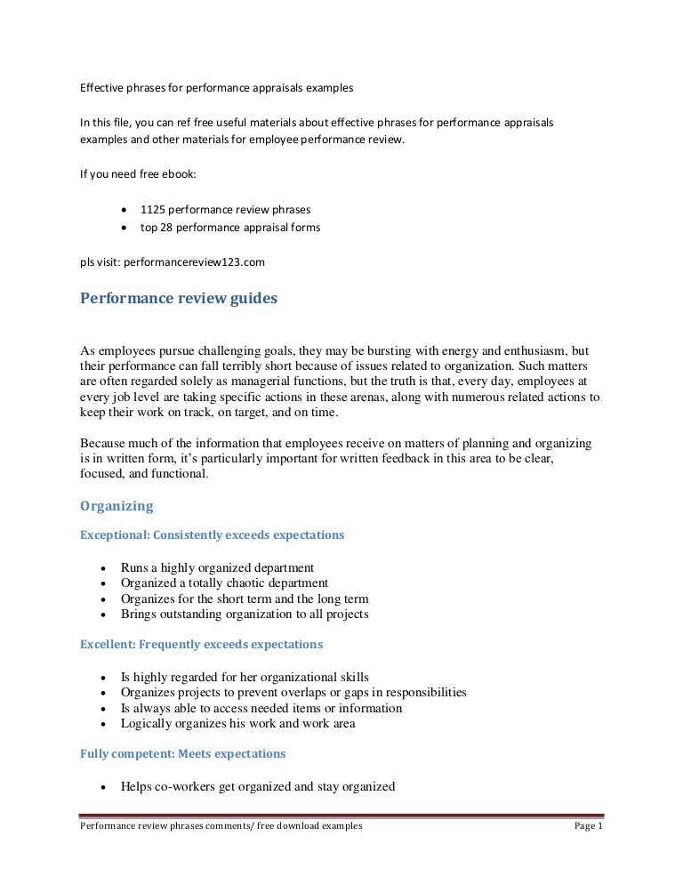 it performance review examples