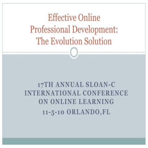 Effective Professional Development: The Evolution Solution