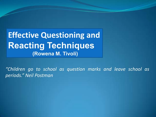 Questioning techniques | PPT