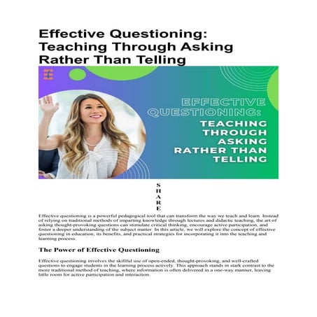 Effective Questioning: Meaning, Importance And Strategies | Future Education ...
