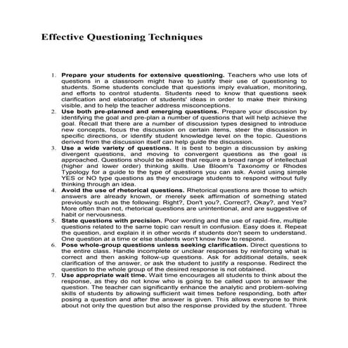 Effective questioning techniques