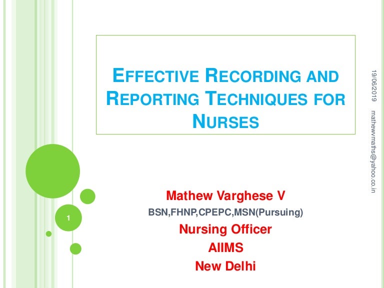 Effective recording and reporting techniques for nurses