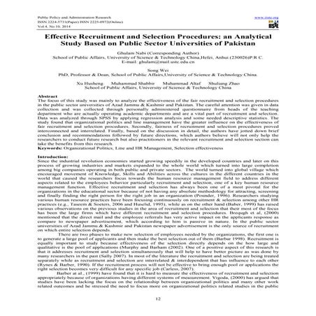 Effective recruitment and selection procedures an analytical study based on p...