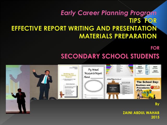 Effective report writing and presentation slides for school students 